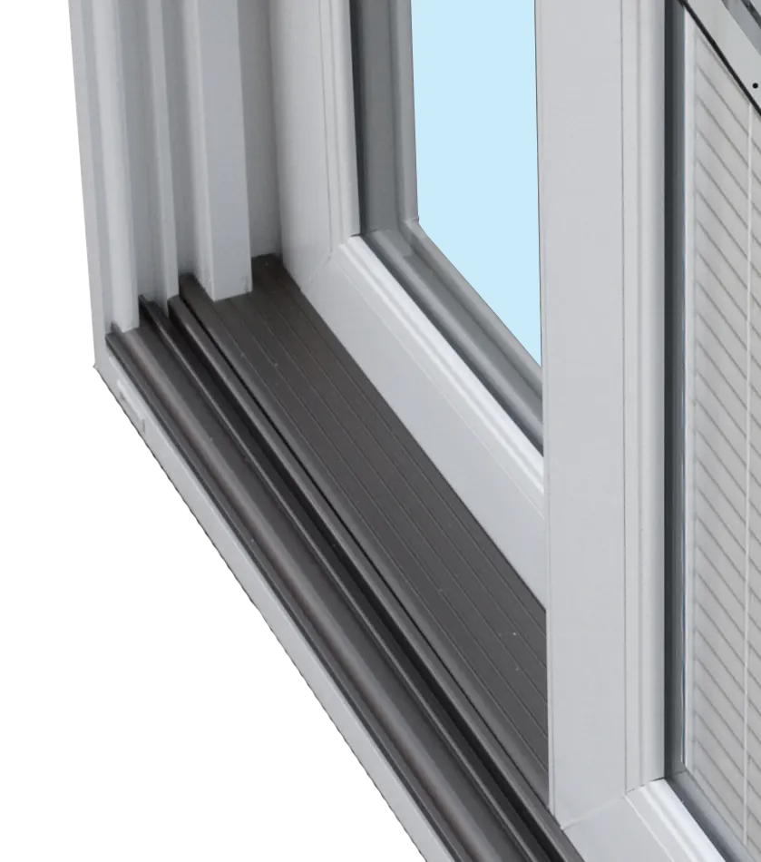 OKNA patio door aluminum track and threshold detail